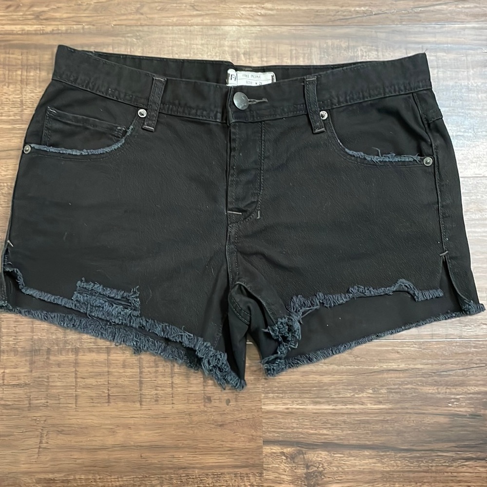 Free People black denim shorts 28
